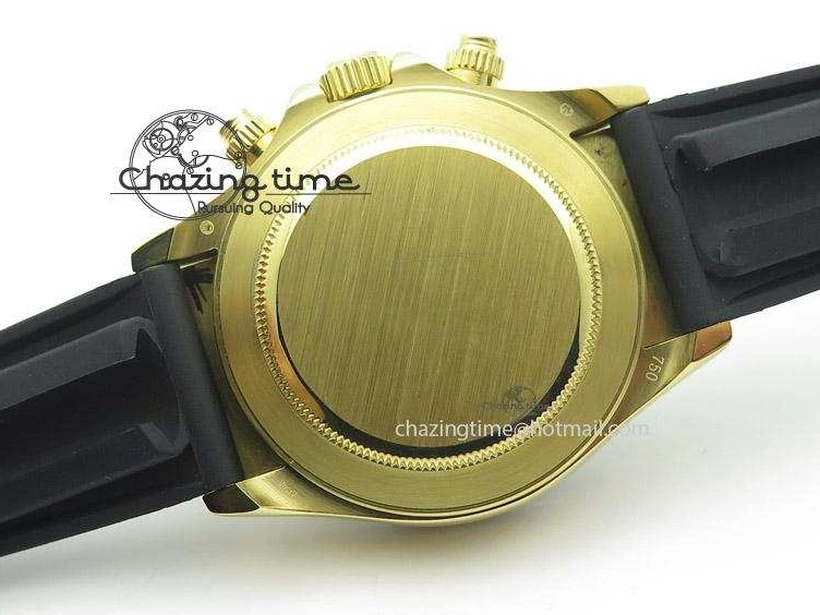 MiroTime 0403 Stylish Daytona YG BP Maker Gold Dial Sticks Markers On Rubber Strap A7750@ 4012